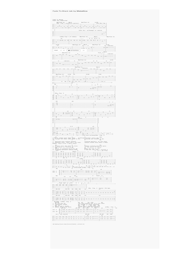 Fade To Black Tab by Metallica PDF Leisure