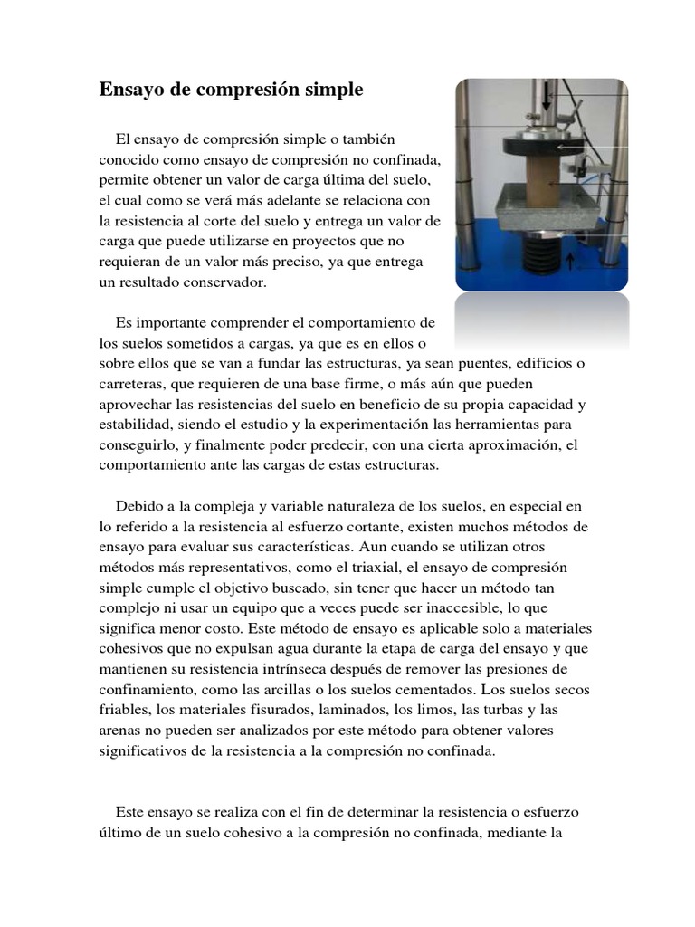 Ensayo de Compresión Simple en Suelos | PDF | Medición | Balanza