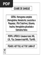 Lista de Exames e Seus Parâmetros Do Dr. Lair Ribeiro