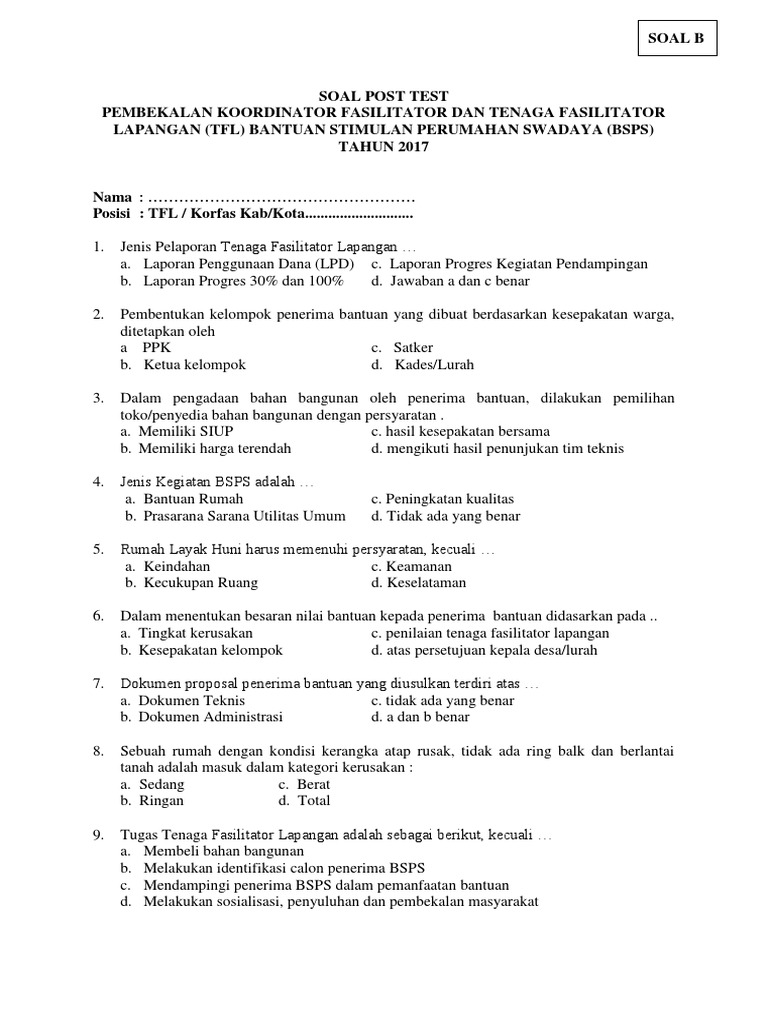 Soal Post Test B Output