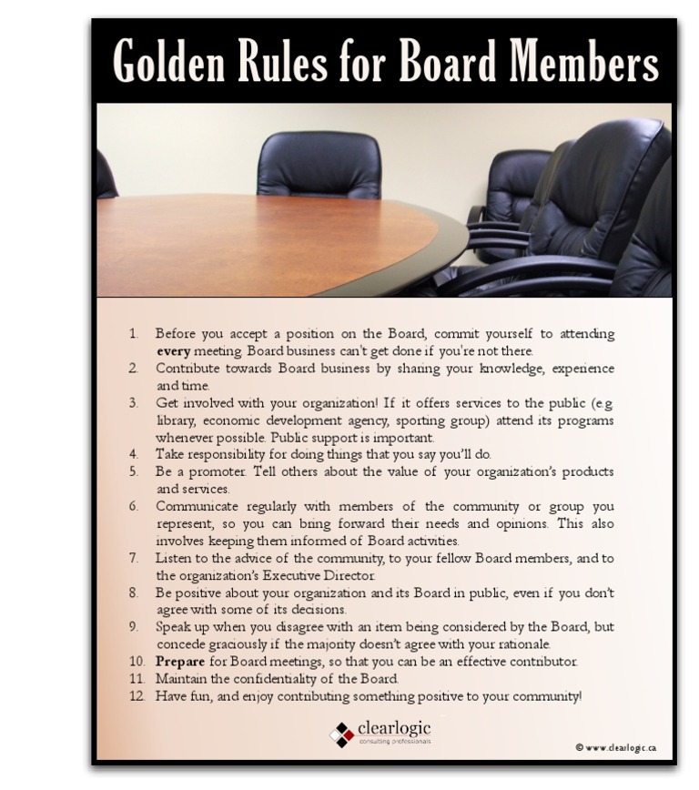 Golden Rules for Board Members