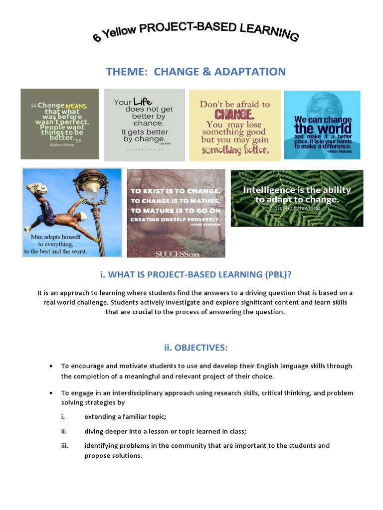 Project-Based Learning on Change & Adaptation | PDF | Behavior ...