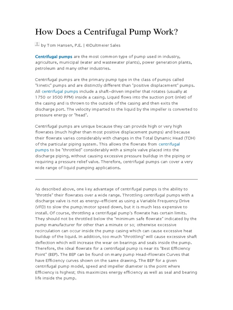 How Does A Centrifugal Pump Work? PDF Pump Viscosity
