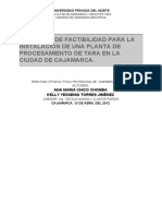 Factibilidad de una planta procesadora de tara en Cajamarca