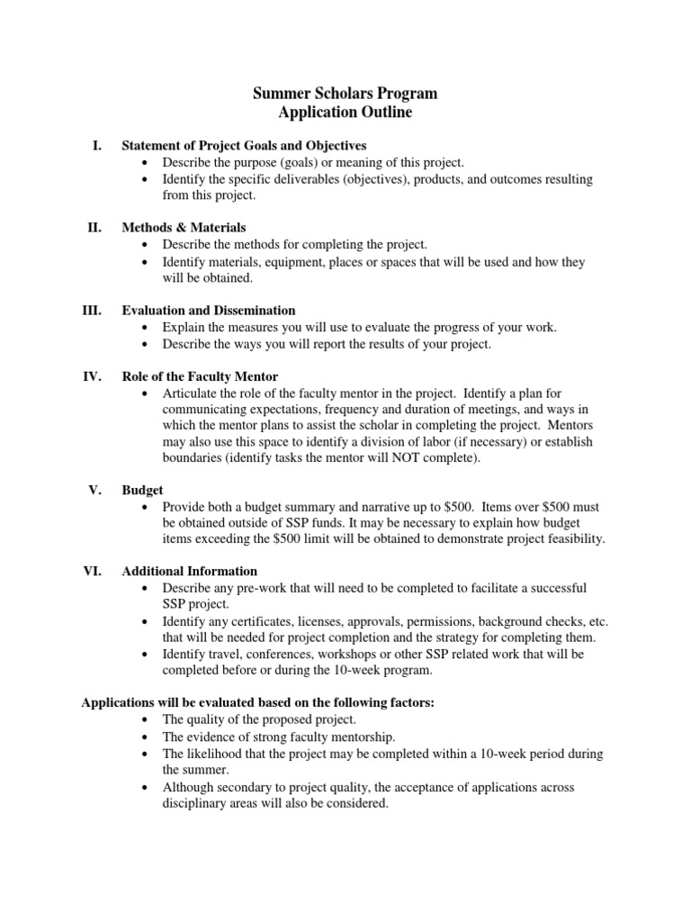 Summer Scholars Program Application Guide | PDF | Mentorship | Cognition