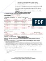 Hospital Indemnity Claim Form: Policy Number