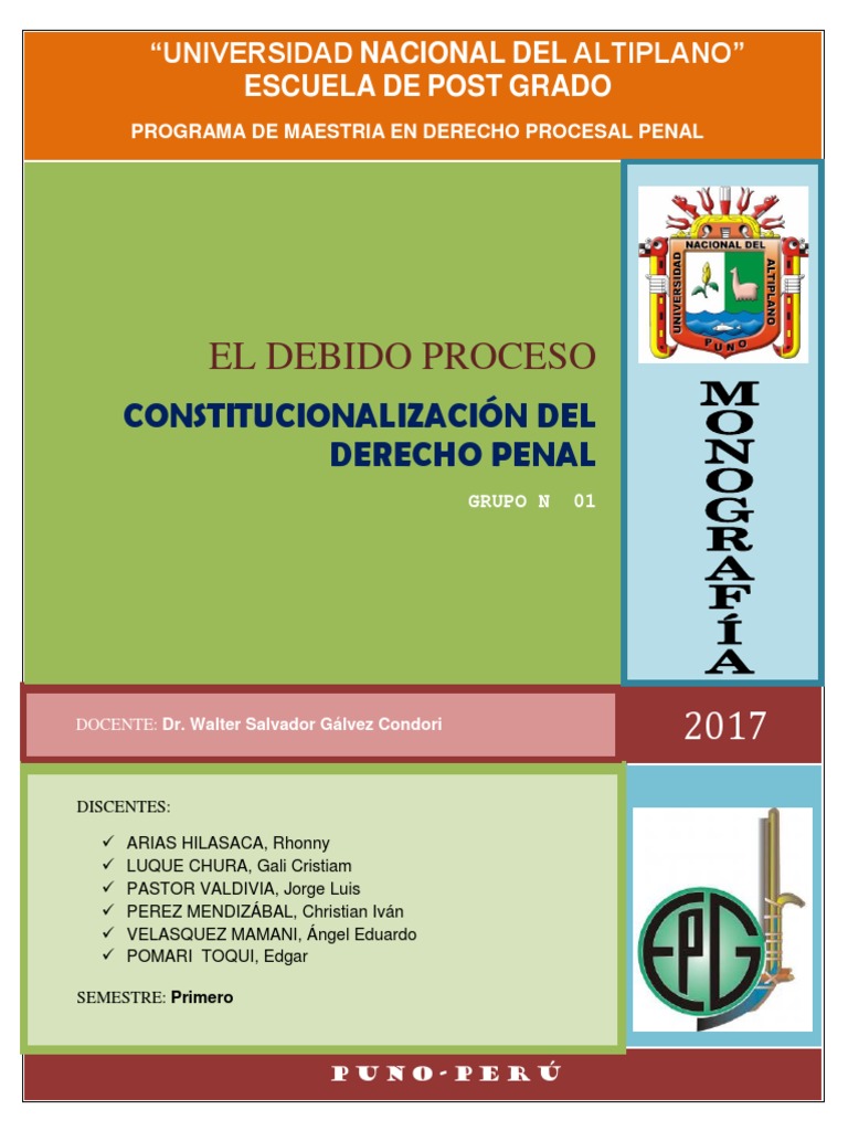El debido proceso y sus principios en el derecho procesal penal | PDF ...