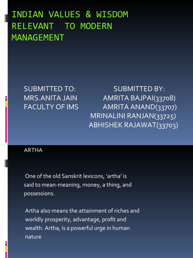 Indian Values in Modern Management | PDF | Dharma