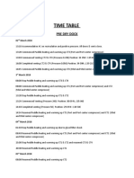 Time Table: Pre Dry Dock