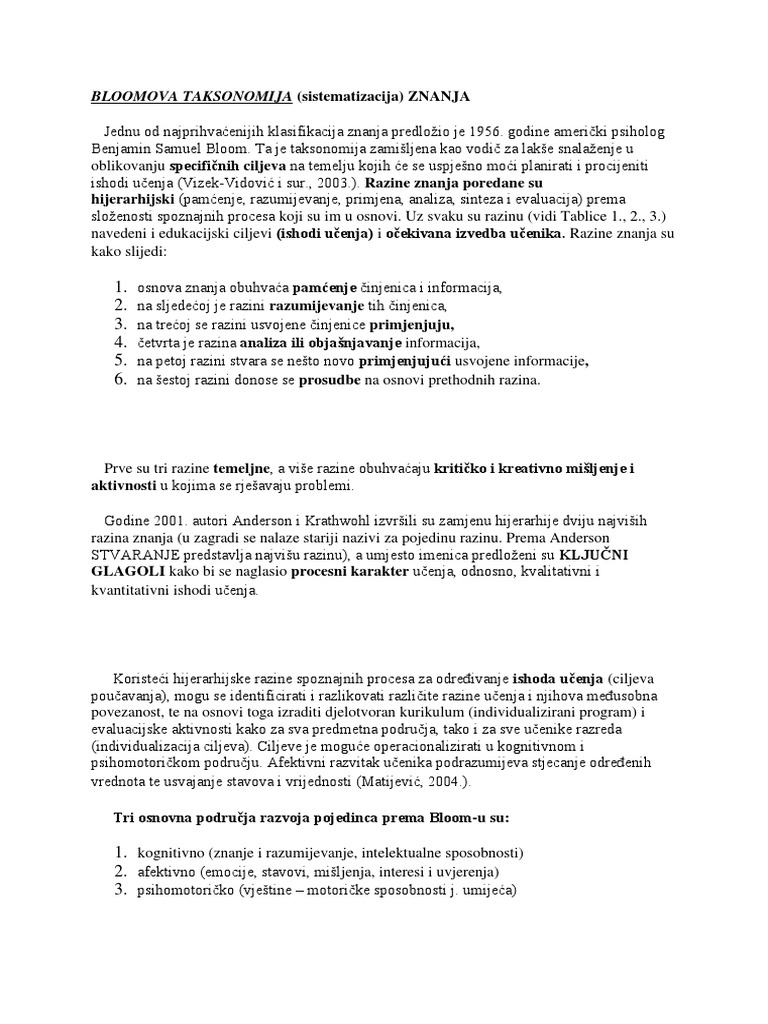 Bloomova Taksonomija | PDF