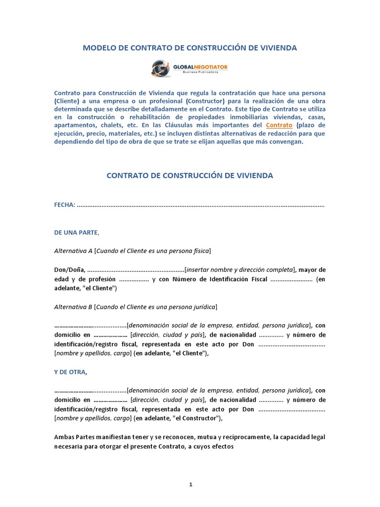 Modelo de Contrato de Construccion de Vivienda | PDF | Arbitraje | Soporte