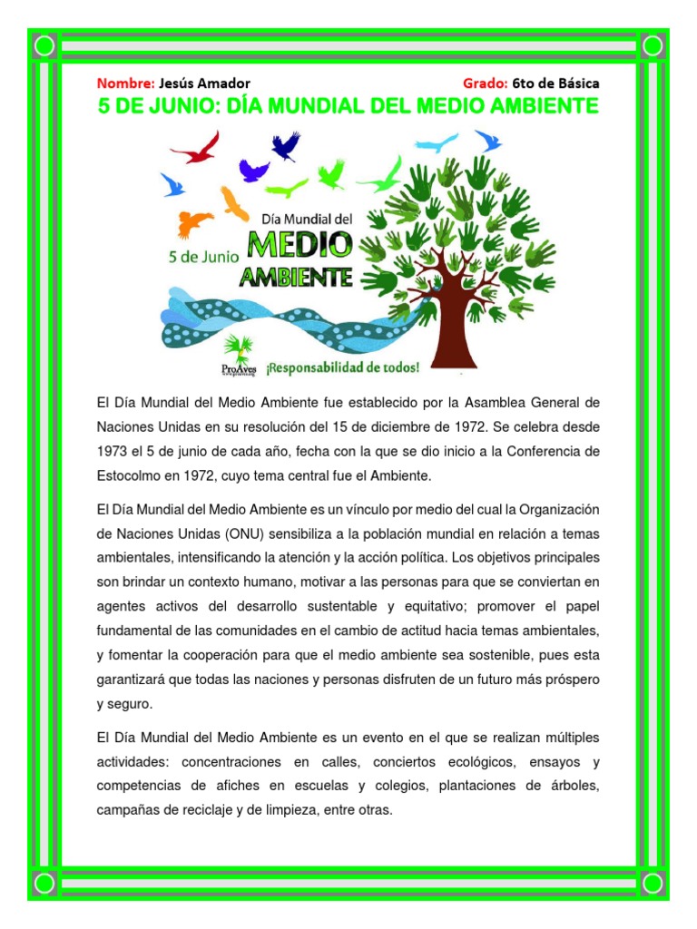 5 de Junio Dia Del Medio Ambiente | PDF