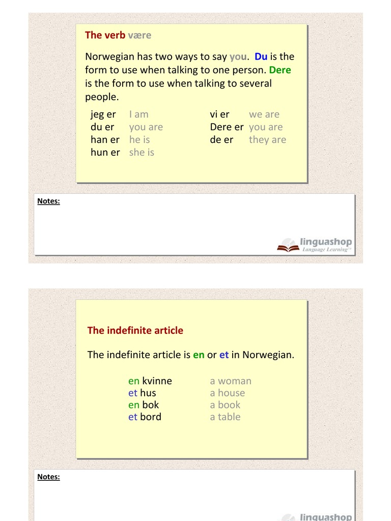 Norwegian Grammar in English Grammatical Gender Plural