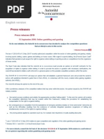 Communiqué de Presse en Autorité de La Concurrence