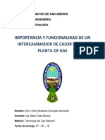 Importancia Y Funcionalidad de Un Intercambiador de Calor en Una Planta de Gas