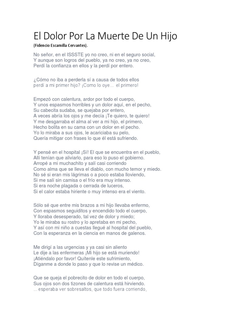 Poemas Tristes Sobre La Muerte De Un Niño Los Poemas Nos Afectan. Nos