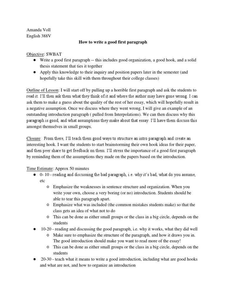 How To Write A Good First Paragraph | PDF | Patriot Act | Essays