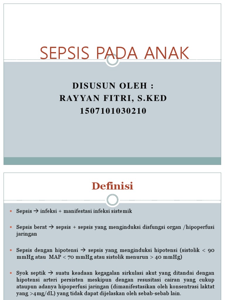 Deteksi Dan Penanganan Sepsis Pada Anak Pdf
