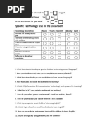 Specific Technology Use in The Classroom: Technology Description Never Yearly Monthly Weekly Daily