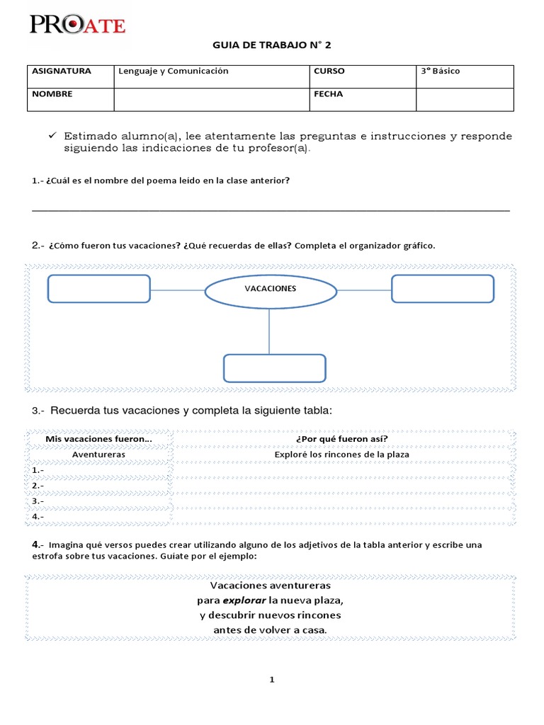 Lenguaje - Guia 2 - 3 Basico | PDF | Artes del lenguaje y disciplina ...