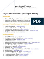 Obstetric and Gynecological Nursing - Lecture Notes, Study Materials and Important Questions Answers