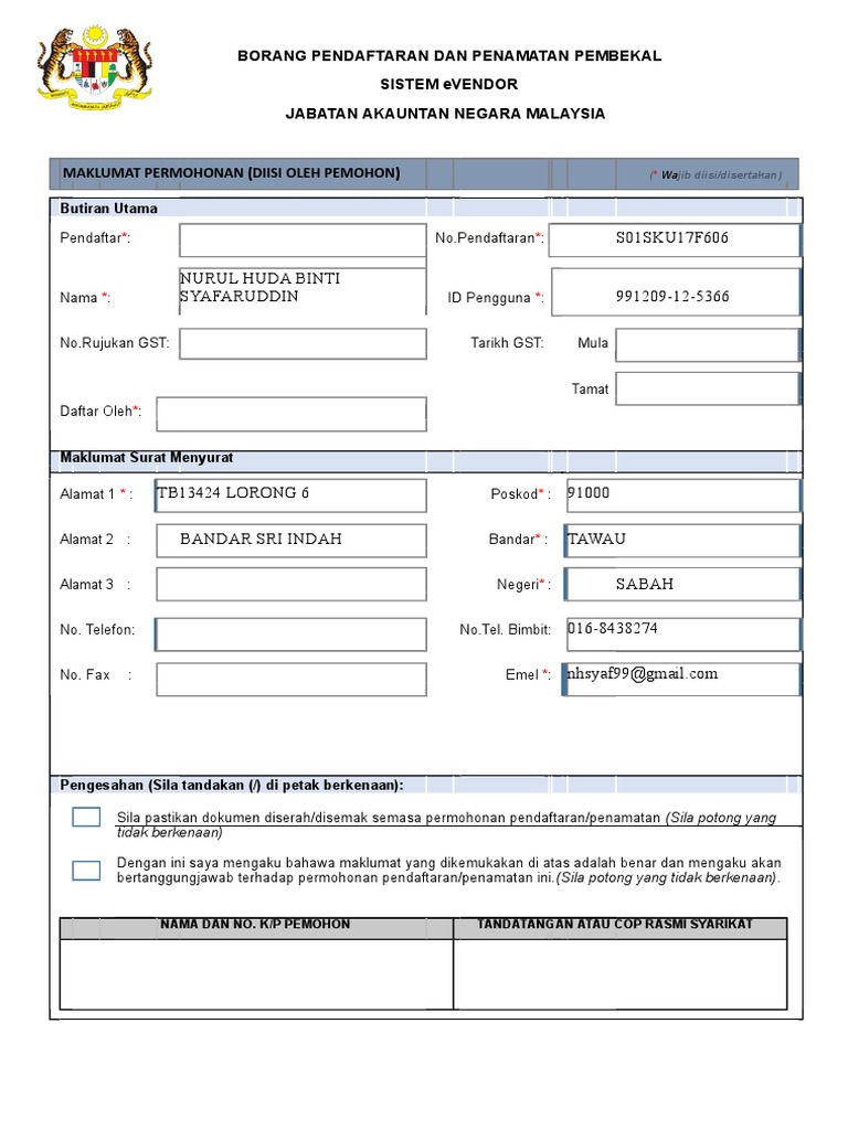 BorangPendaftaranPenamatanPembekal.. Nurul  PDF