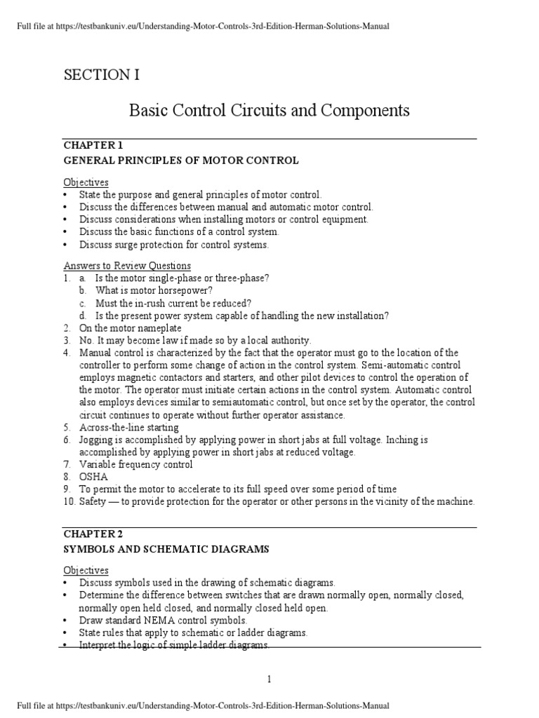 Motor Control Principles and Components | PDF | Switch | Electronics