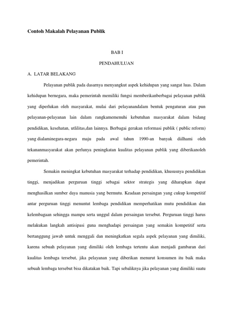 Contoh Makalah Pelayanan Publik