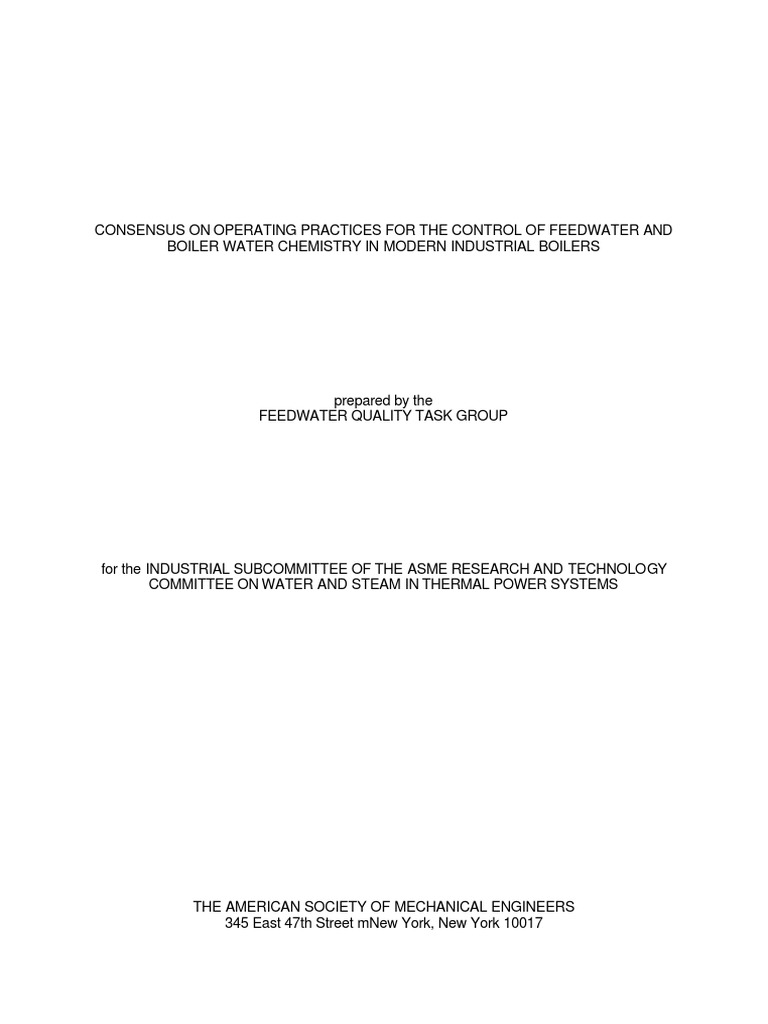 ASME Standard Consensus Water Chemistry PDF Boiler Total