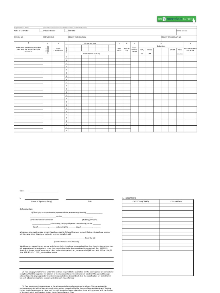 IC Certified Wage and Hour Payroll Form Template 8531 Updated Payroll