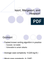 Quicksort, Mergesort, and Heapsort