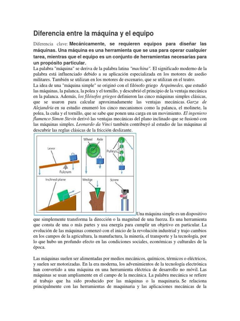 Diferencia Entre La Máquina y El Equipo | Descargar gratis PDF ...
