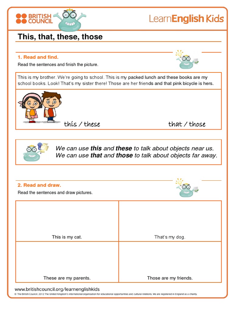 Grammar Games This That These Those Worksheet PDF | PDF | Language Arts ...