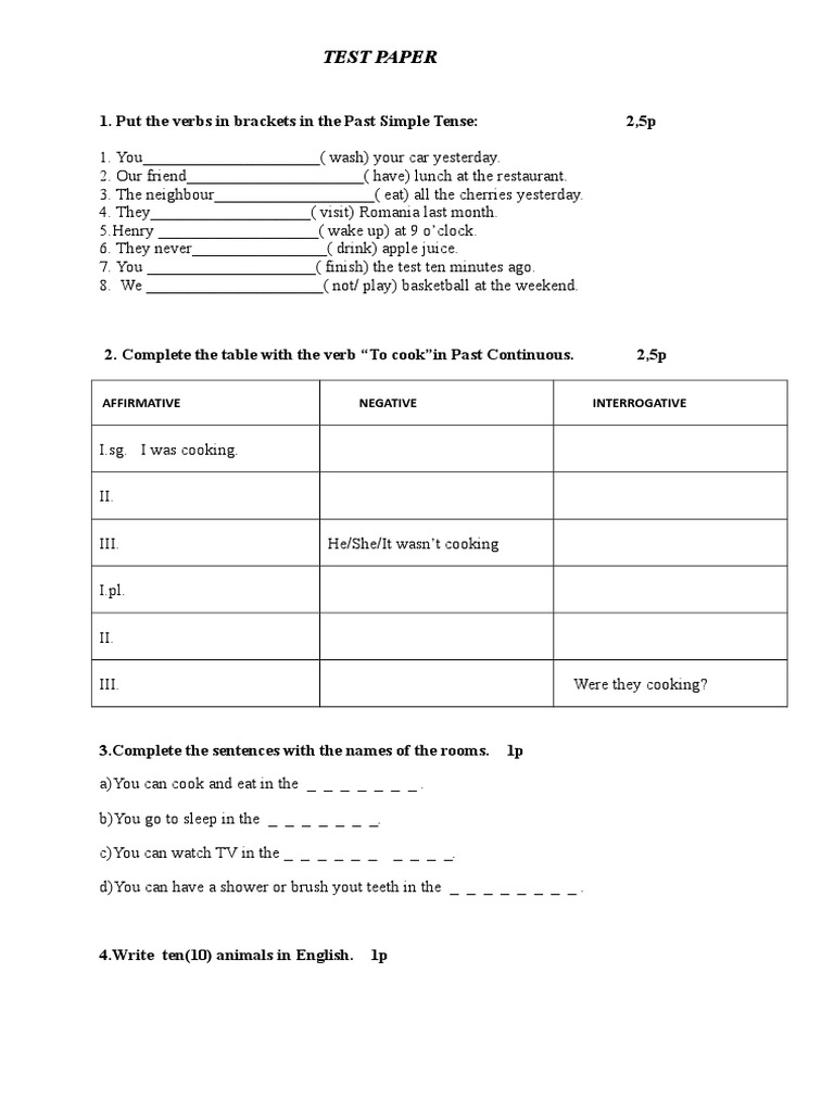Test Paper: Affirmative Negative Interrogative | PDF