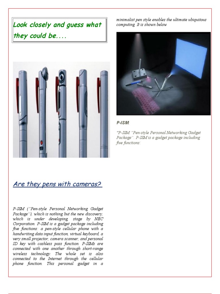 P-ISM: The Future of Pen-Style Gadgets | PDF | Bluetooth | Computer ...