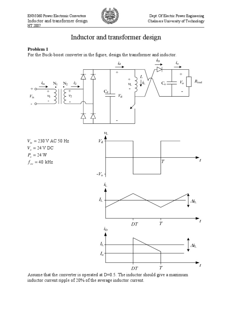 Inductor and Transformer Design Problem 1 PDF Rectifier Transformer