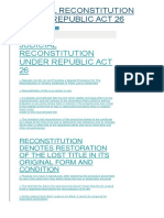 Judicial Reconstitution Under Republic Act 26