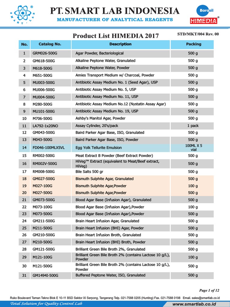 Product List Himedia Growth Medium Microbiology