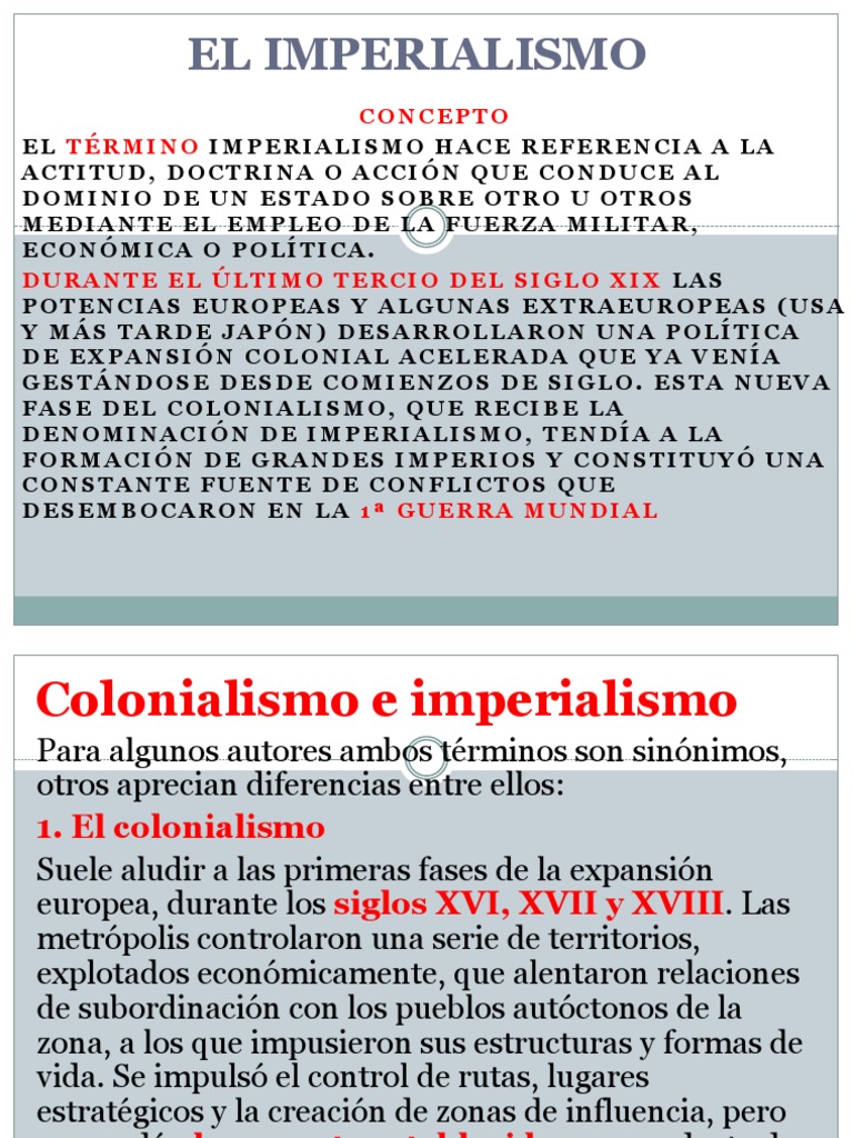 Concepto de Imperialismo y Colonialismo | PDF | Imperialismo | Colonialismo