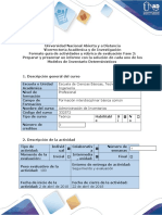 Guía de Actividades y Rúbrica de Evaluación - Fase 2 - Preparar y Presentar Un Informe Con La Solución de Cada Uno de Los Modelos de Inventario Determinísticos