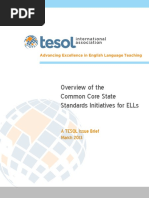 Overview of Common Core State Standards Initiatives For Ells A Tesol Issue Brief March 2013