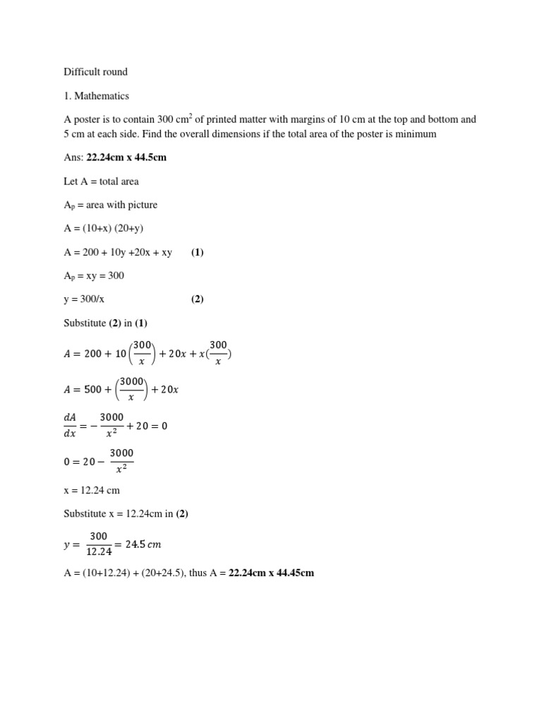 Difficult Round 15 Area Circle