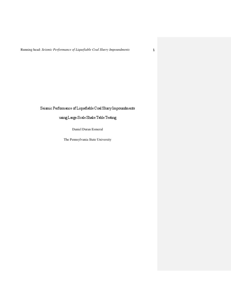 Seismic Performance of Liquefiable Coal Slurry Impoundments Using Large