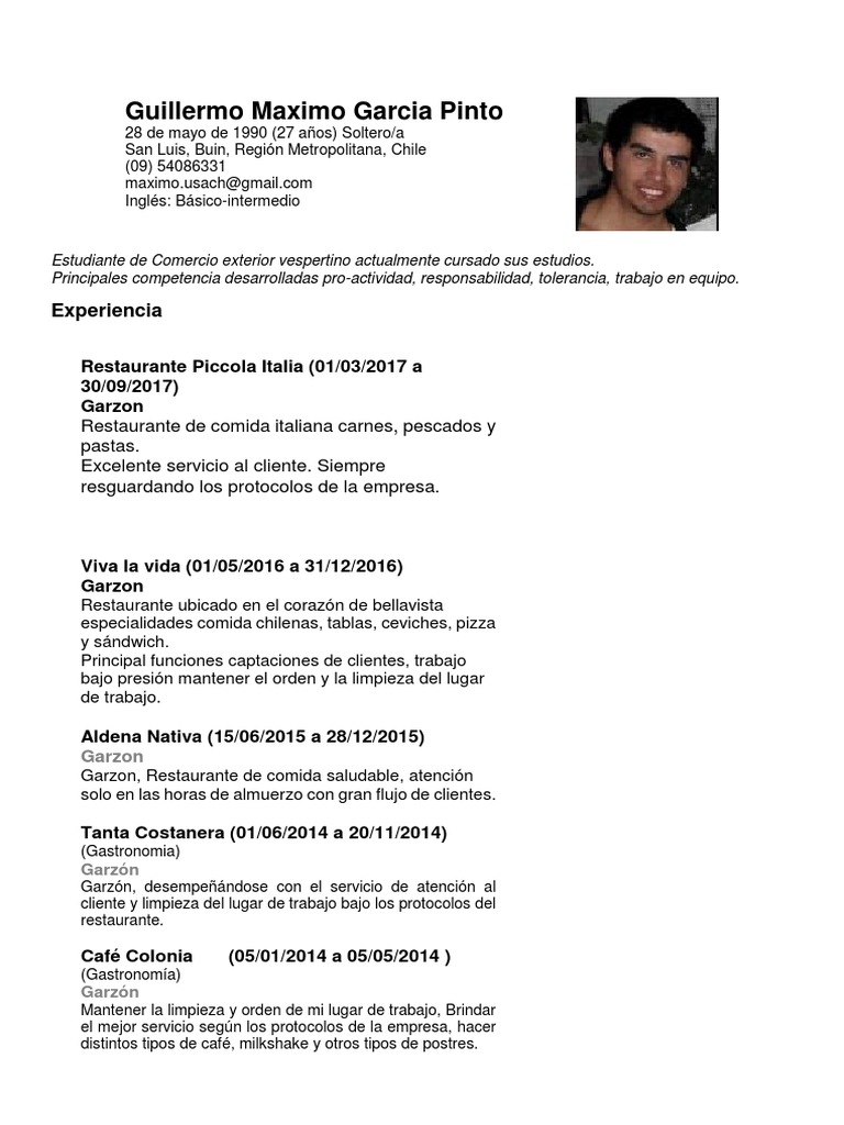 CV Guillermo Maximo | PDF