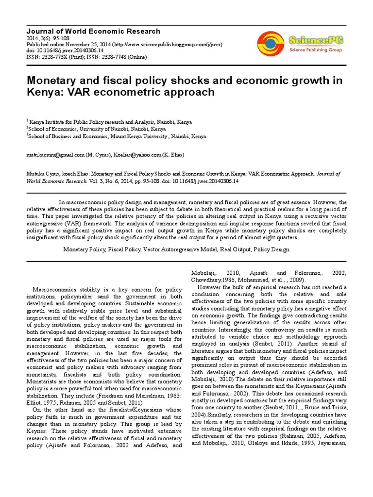 Monetary and Fiscal Policy Shocks and Economic Growth in Kenya: VAR ...