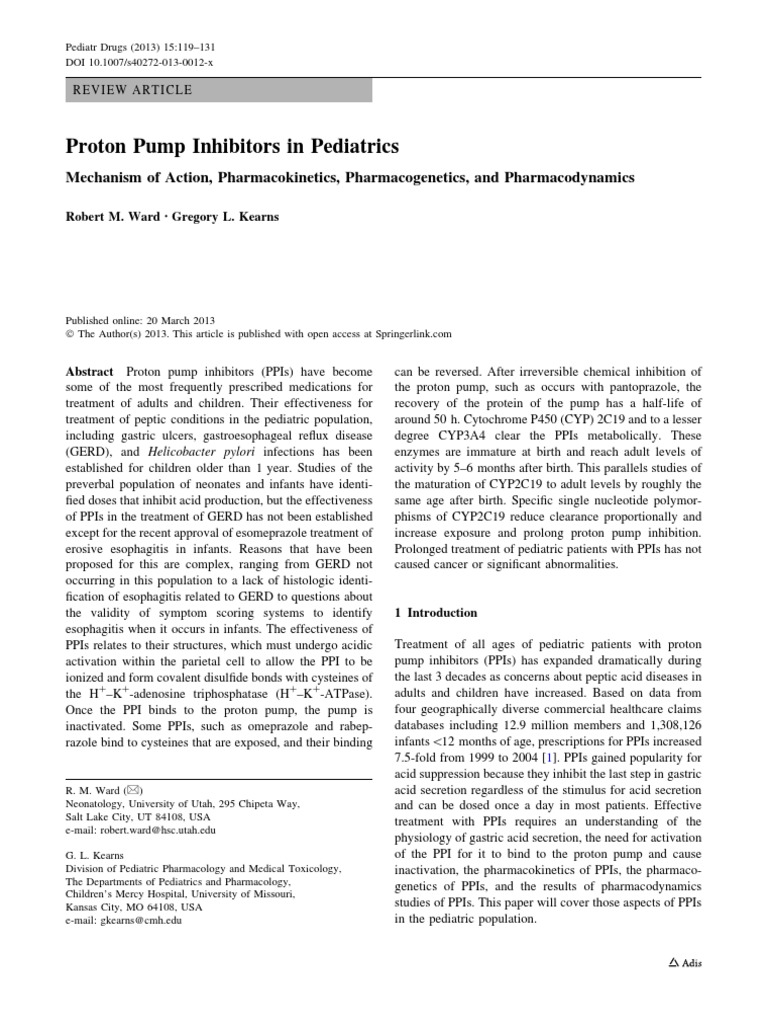 Proton Pump Inhibitors in Pediatrics: Mechanism of Action ...