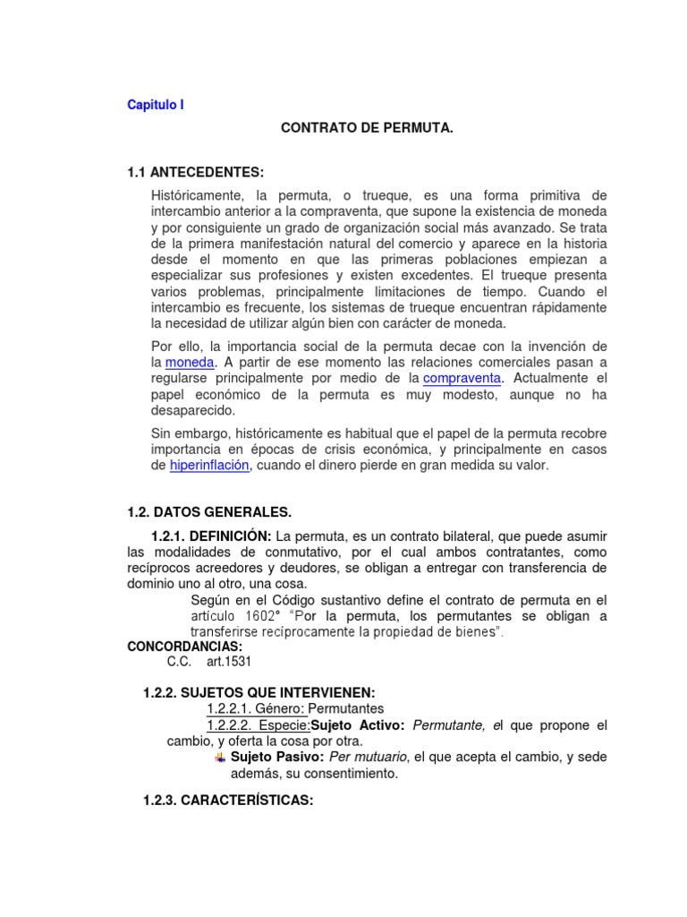 Características del Contrato de Permuta | PDF | Propiedad | Ley común