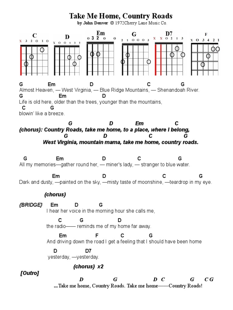 Take Me Home Country Roads by Bill Danoff, Taffy Nivert, and John