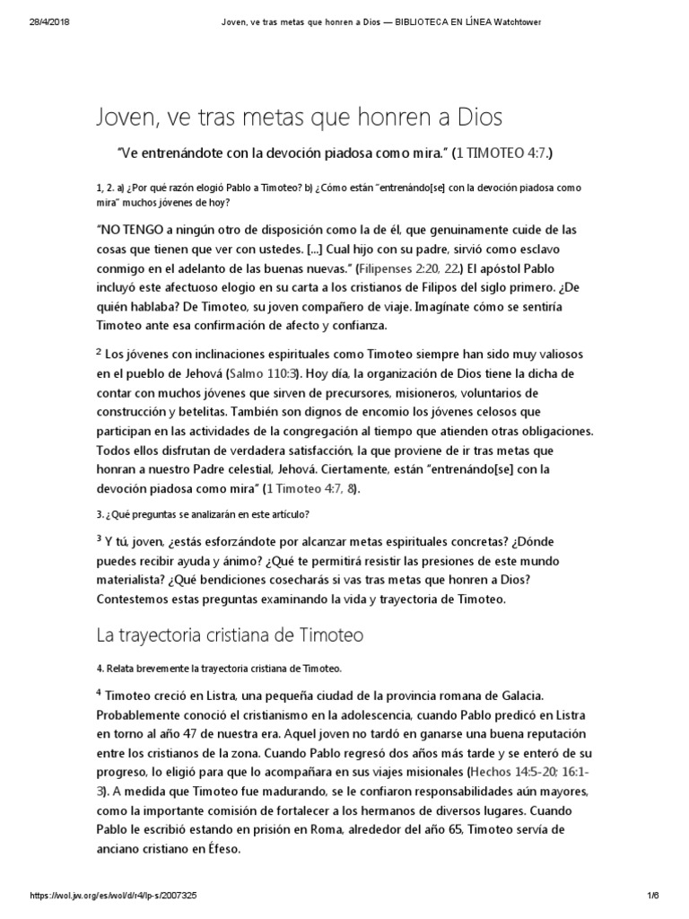 Jóvenes: Metas Espirituales y Fe | PDF | Pablo el apóstol | Yahvé