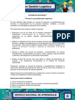 Evidencia 5 Manual Procesos y Procedimientos Logisticos